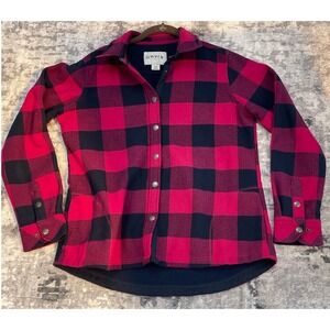 Orvis Pink Black Buffalo Plaid Button Up Shacket Jacket Women M